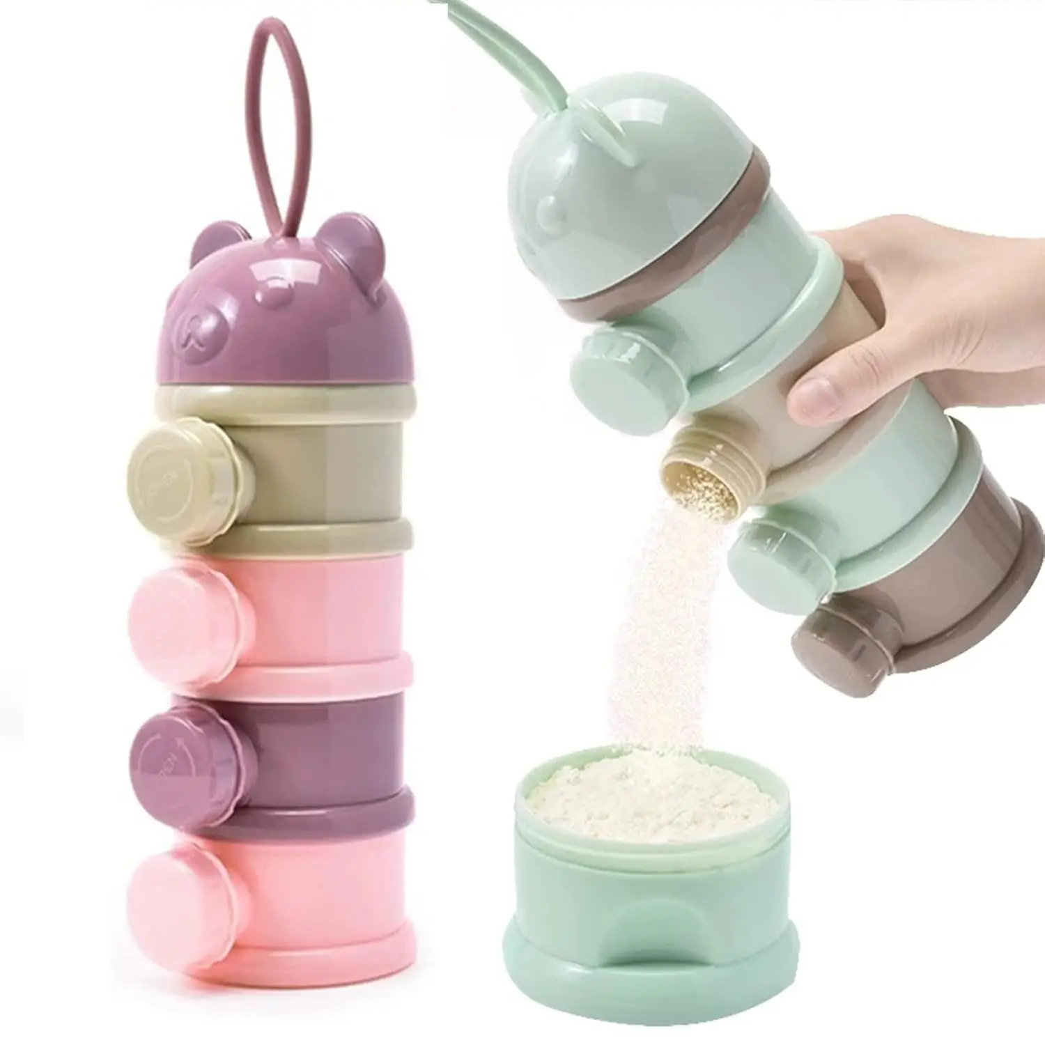 2 PCS 4-Layer Baby Milk Powder Dispenser, Stackable Formula Container  Travel, Portable Snack Storage Box New model