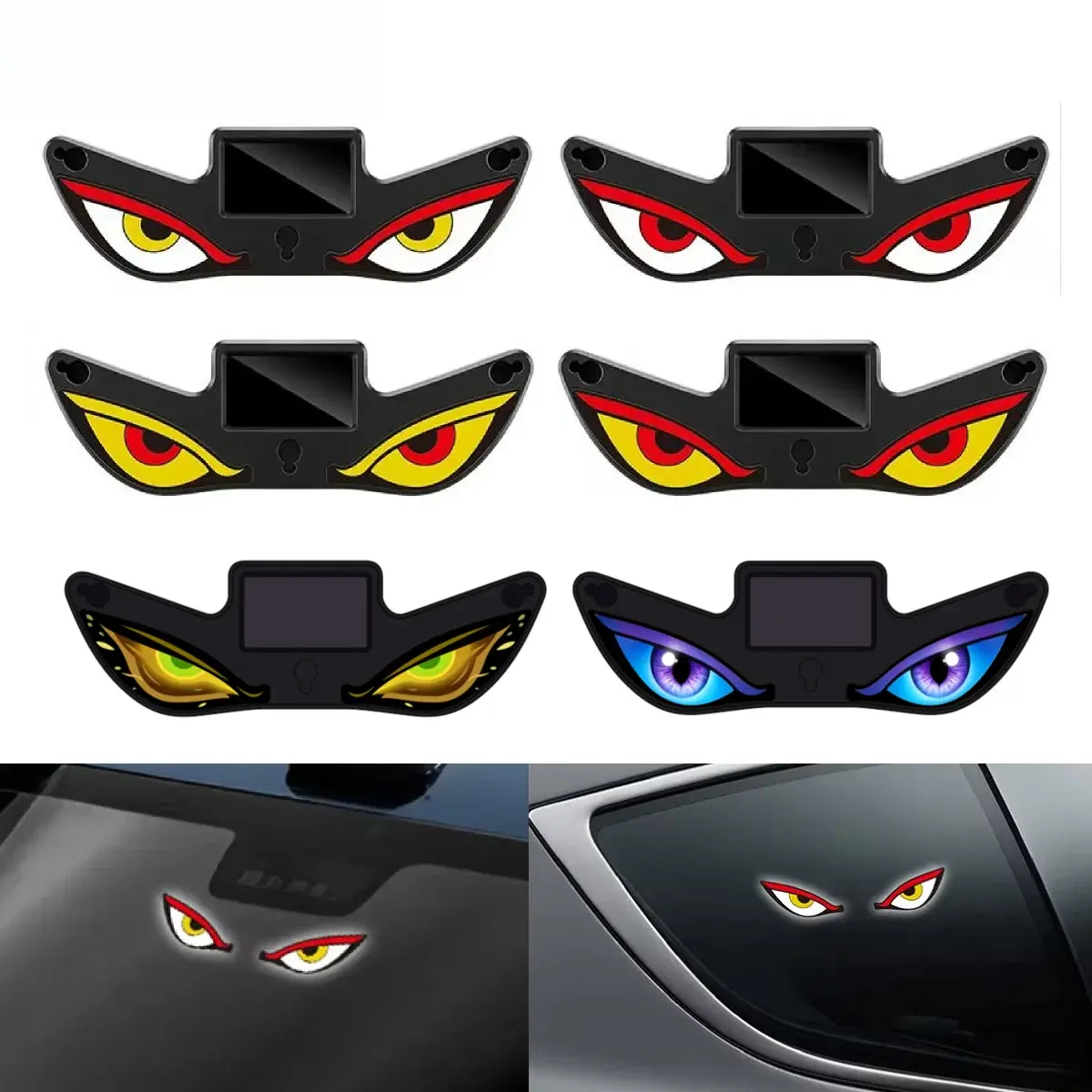 Solar Powered Demon Eye Ambient Neon LED Light, Wireless USB Rechargeable Breathes Lights, Suction Cup Universal Electronics Atmosphere Lamp