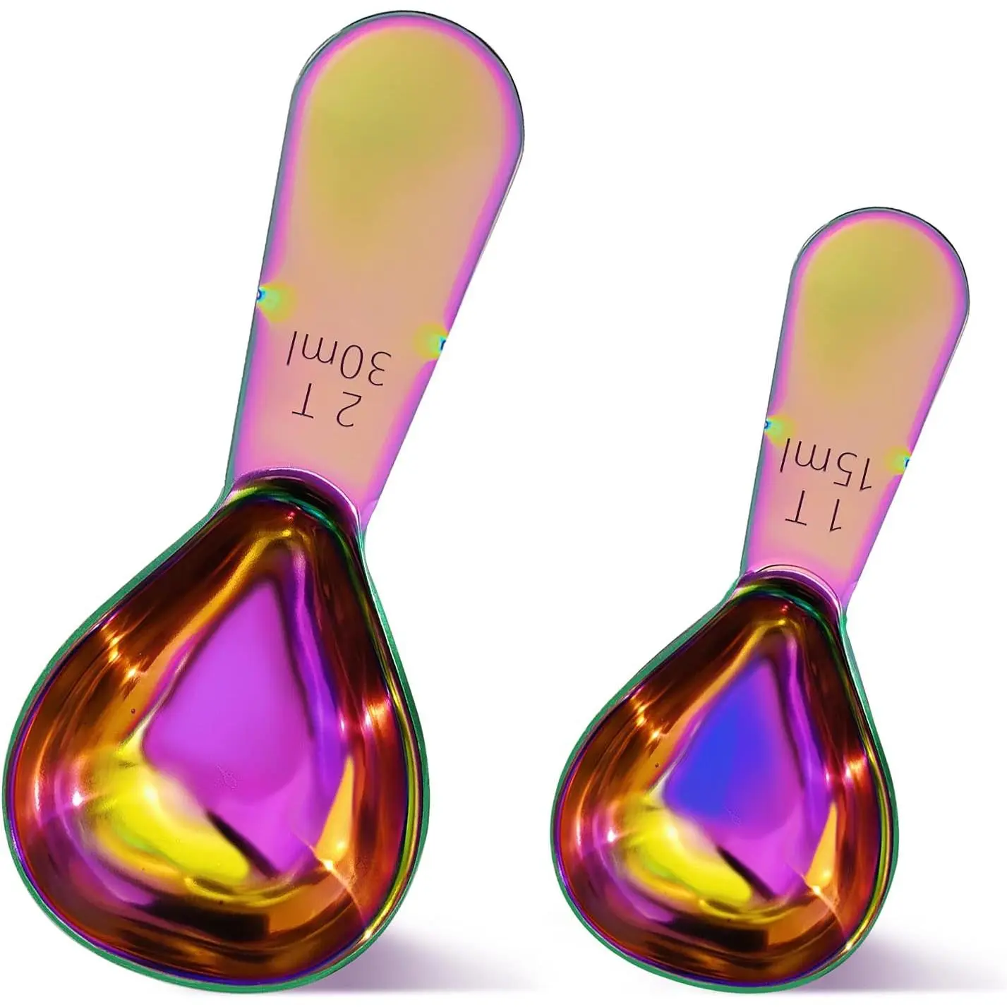 2 count Stainless Steel Coffee Scoops Set(1 Tbsp,2 Tbsp)Durable Coffee Spoons with  Handle Measuring Tablespoon for Canisters  Sugar Ground Coffee Whole Bean Milk  Flour (Colourful)