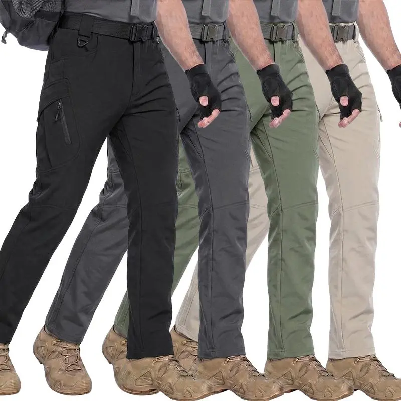 Men's 4-Piece Anti-Split Work Pants - Waterproof Multi-Pocket Tactical Work Pants for EDC Operators - Outdoor Pants with Multiple Capacity - Large Size Work Pants