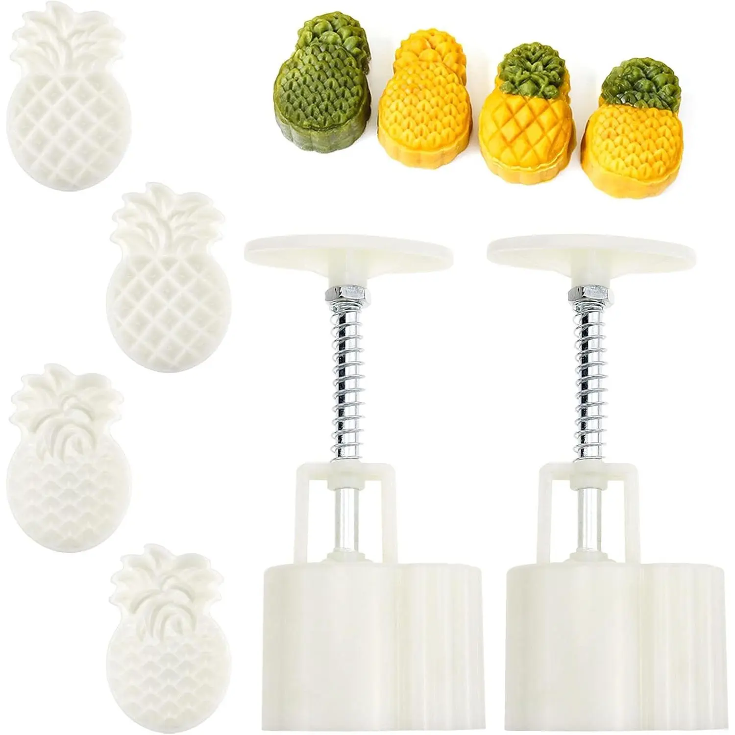 2 Set Pineapple Plastic Hand Press Mooncake Mold with Lotus Stamp Moon Cake Mould Cookie Cutter Bakeware Baking Tools