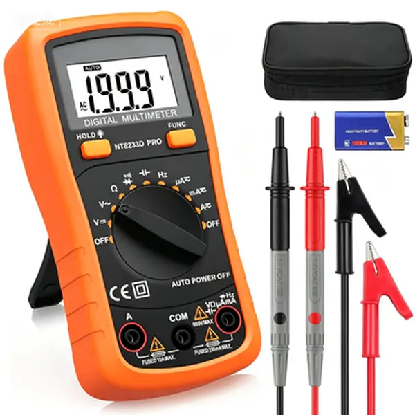 Auto Ranging Digital Multimeter Voltmeter AC DC Current Capacitance Resistance Frequency Diode Transistor Audible Continuity Tester, Backlit LCD Display, True RMS, Volt Ohm Meter, Capacitor Diode Check, Auto Shut Off, Data Hold
