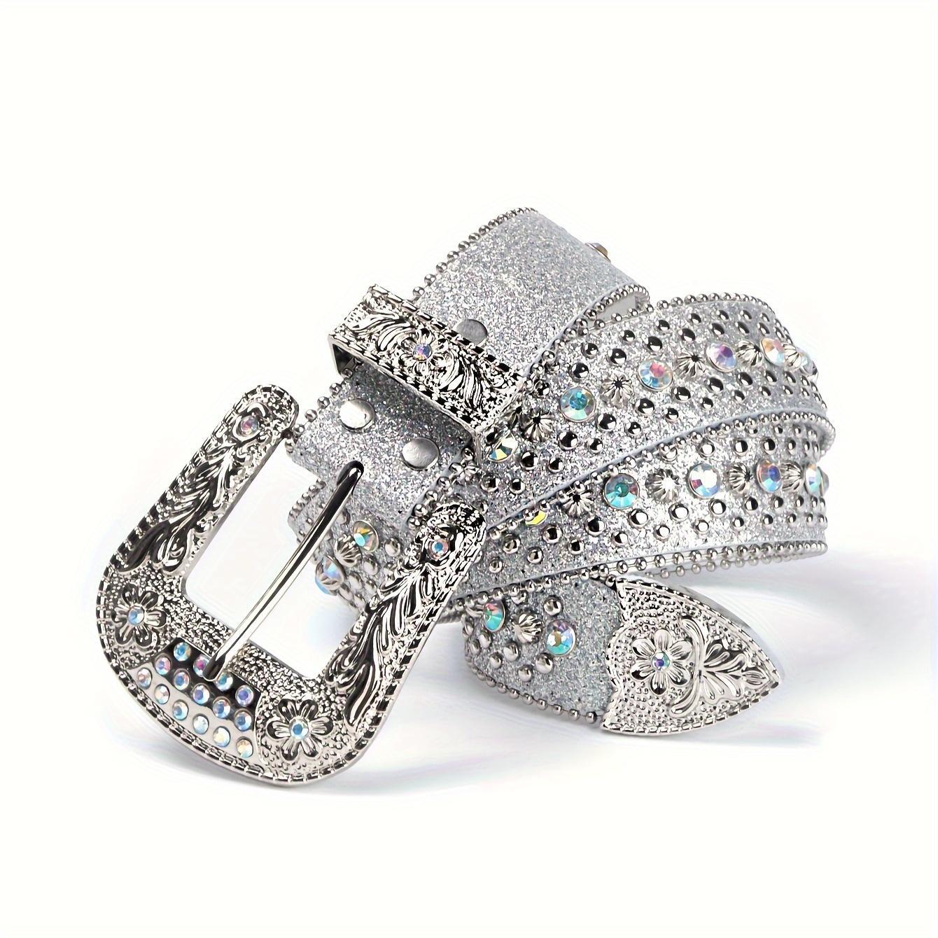 Rhinestone Belt Western Cowboy Cowgirl Shiny Crystal Diamond Embellished Luxury Belt