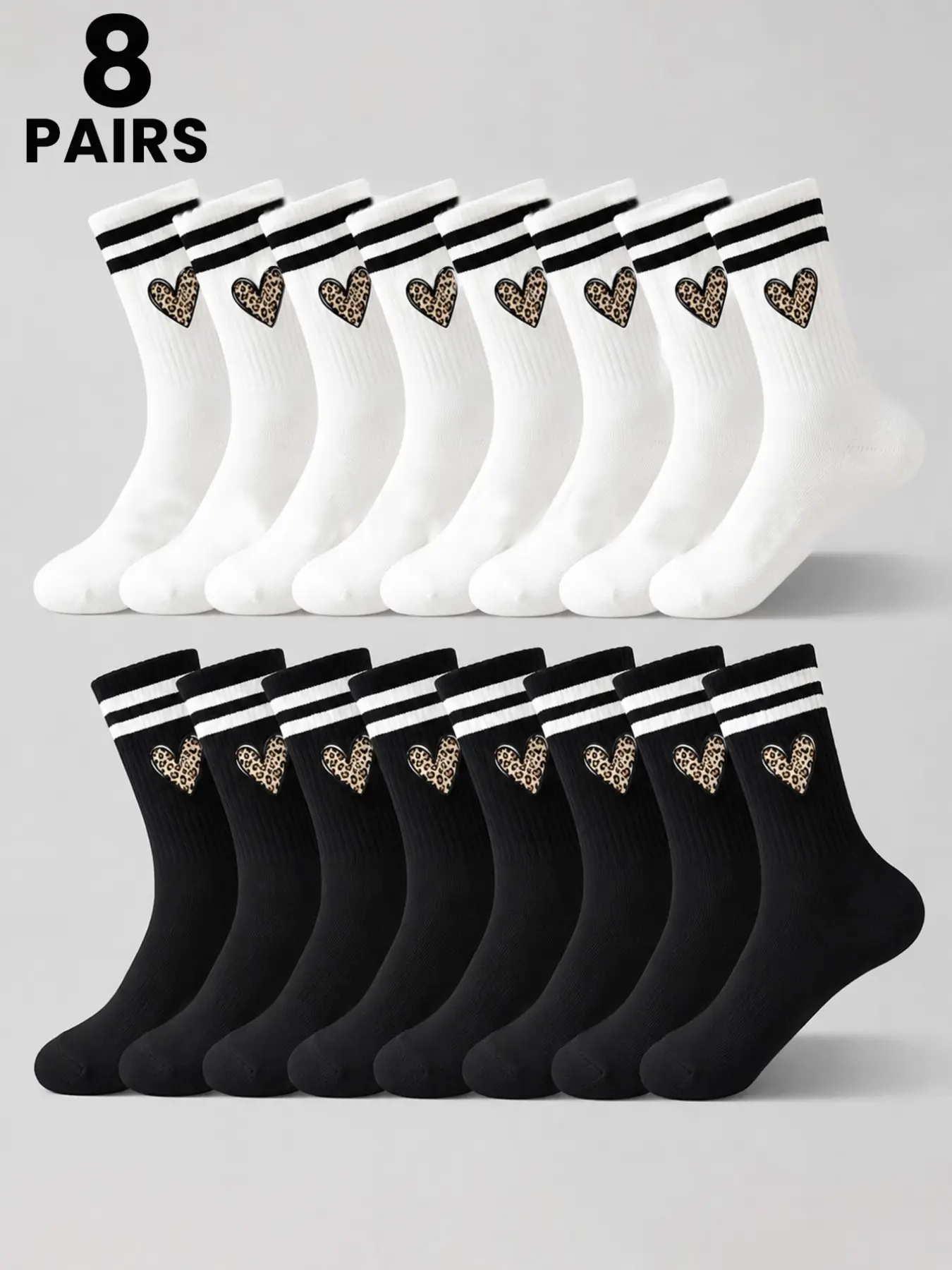 8 Pairs Unisex Comfortable Sports Socks, Ideal for Training, Autumn, Winter, Women's Long Socks, Antibacterial, / Colors