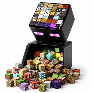 Enderman Shape Storage Box, Minecraft Magnetic Blocks, Pixel Style Magnetic Cubes, Random Particles, Kids Educational Toy, High-Fidelity Scene Builder Gift