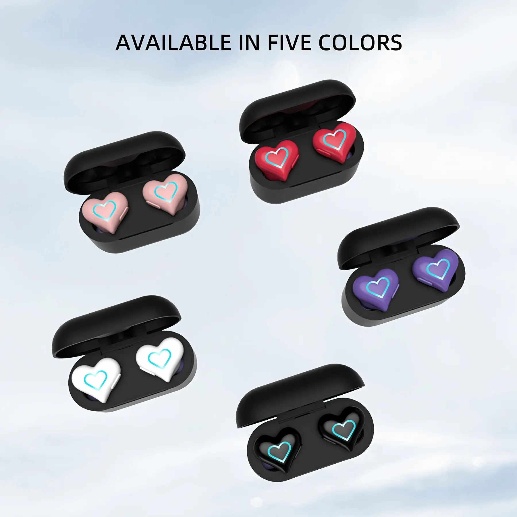 Favorite Cute Heart-Shaped TWS Wireless Earphones with Intelligent Noise Cancellation for Easy Carrying, Perfect for Running/Working/Watching Movies/Playing Games with LED Battery Display. Favorite Holiday Gift