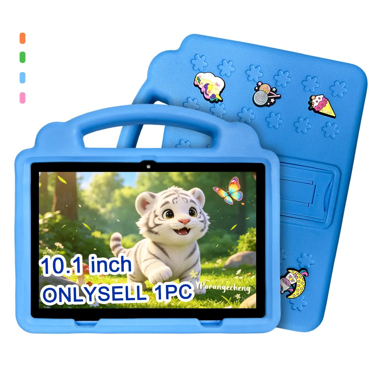 Back to School 10.1-inch Android student tablet, Android Tablets, with 64GB storage, parental control, 5G WiFi & Bluetooth, silicone stand case, compatible with learning apps, four colors, back-to-school & holiday gift, USB cable included