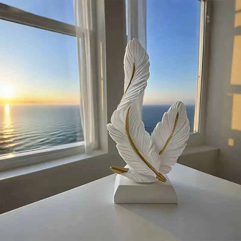 Minimalist Luxury Feather Ornament, Resin Sculptures, Decorative Piece, Boujee Home Accessories, Ideal for Home & Bedroom Decoration, Perfect Housewarming Gift