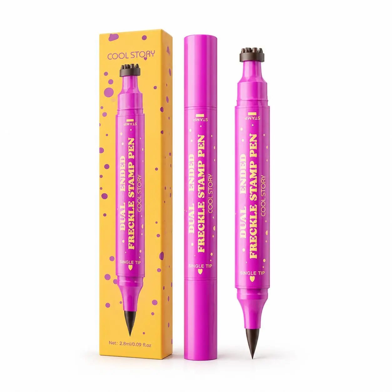 Dual-Ended Faux Freckle Pen, Freckle Stamp and Fine Tip Makeup Pen for Natural-Looking Face Makeup, Easy Freckle Look for Daily Wear, Party, Festival and Photo Makeup