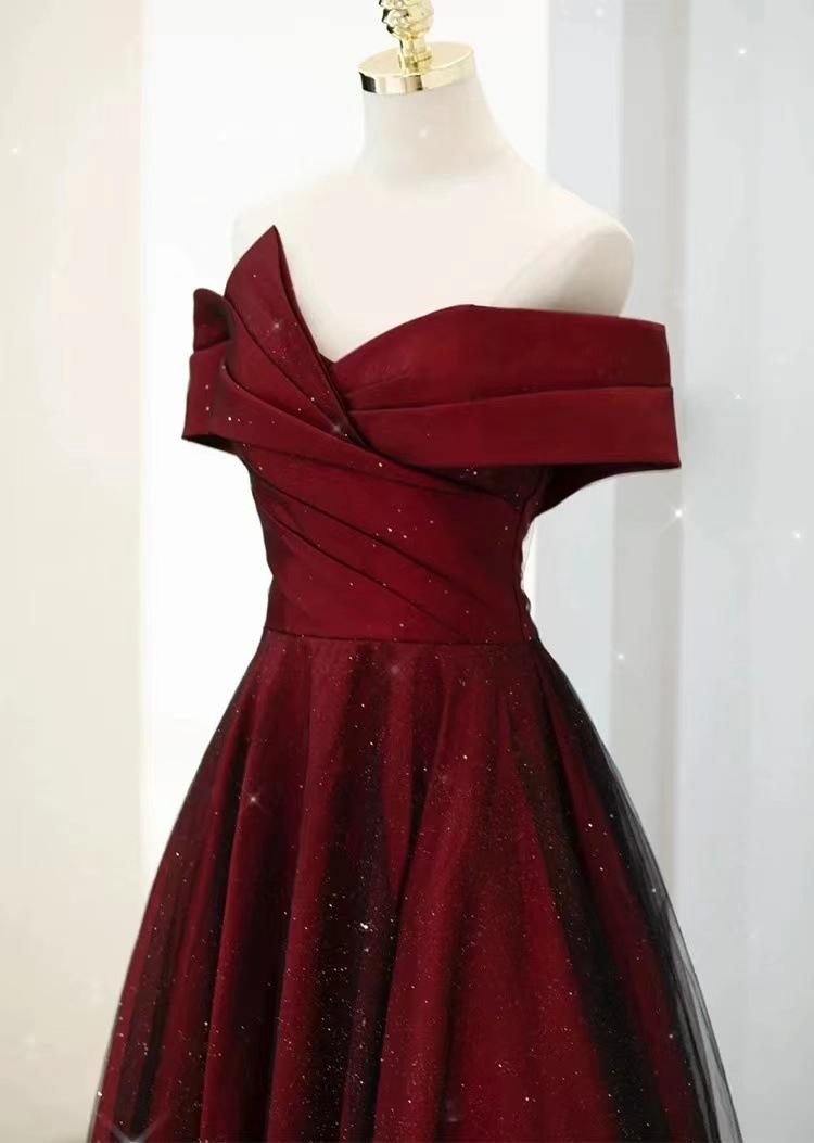 2026 New Autumn Red Toast Dress for Bride, One-Shoulder, Noble, Simple, Elegant, Slim-Fit and Skin-Brightening