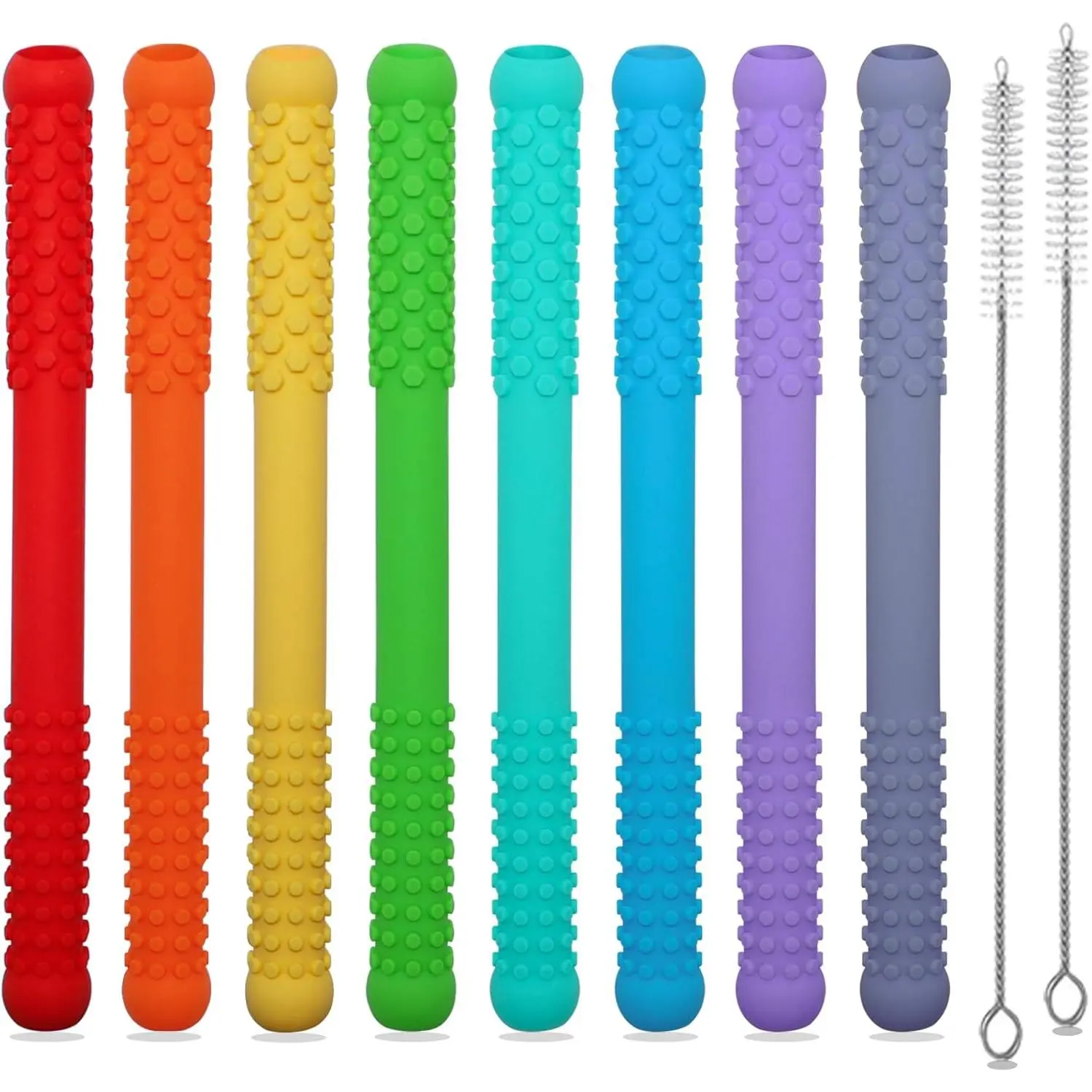 Teething Straws Sticks for Babies 6-12 12-18 Months, 8 Pack Teething Toys 3-6 Months, Silicone Teethers for Babies Toddlers Nursing Biting Chewing, Autism Chew Toys for Sensory Kids Teething Relief