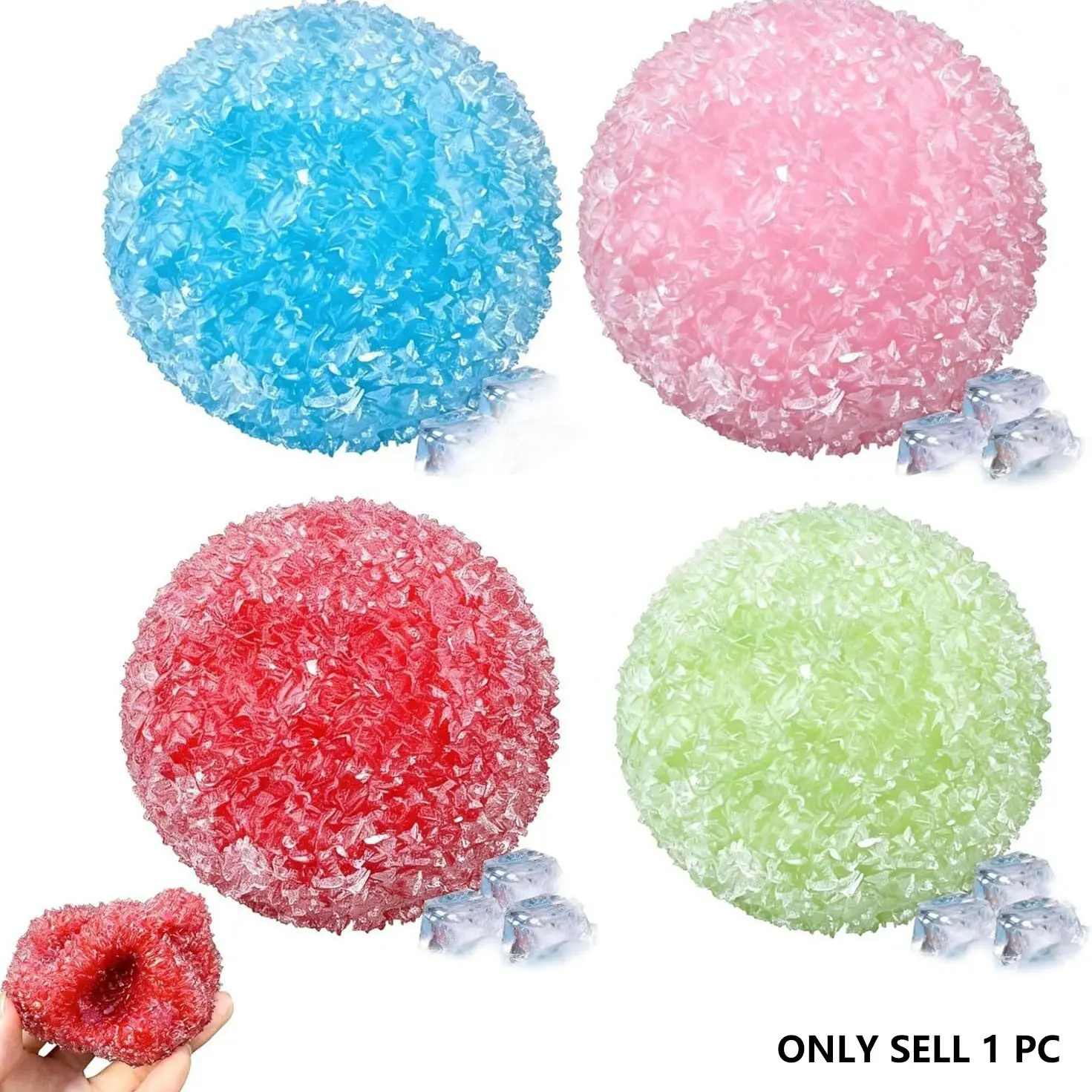 Crunchy Squishy Stress Balls, Ice Skin Moldable Fidget Toys, Slow Rising Sensory Squeeze Toy for Relaxation, Stress Relieving Item, Perfect for Anxiety Relief