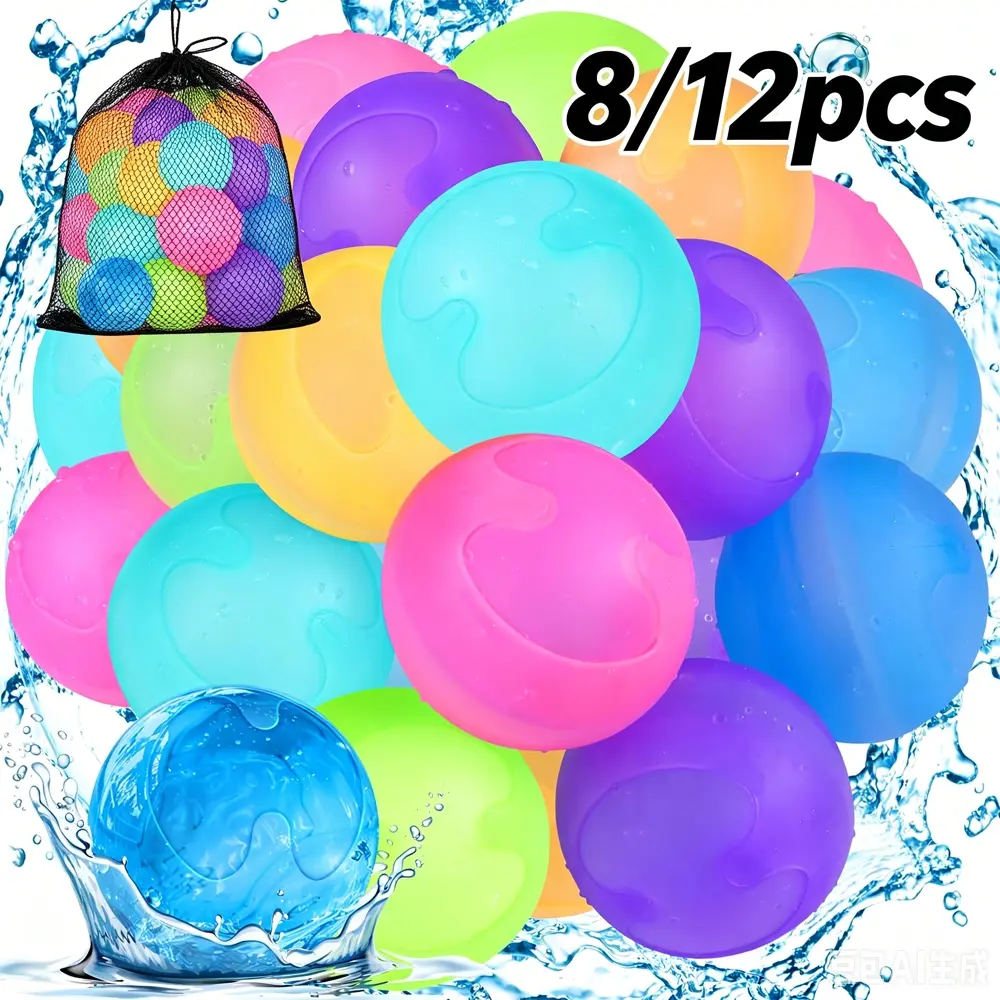 Reusable Silicone Water Balloon, Pool Water Ball Toy Set, Environmentally Friendly Non-toxic Soft Water Ball, Water Toy for Home Beach Party, Soft Balls