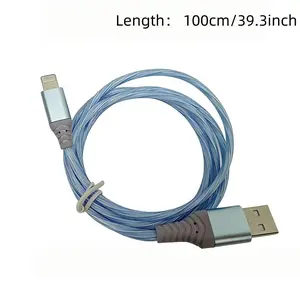 LED Glow USB-A to Lightning Data Cable, Cellphone Accessory, Fast Charging & Sync for iPhone 14/13/12/11, 1 Meter Illuminated Charger Cord