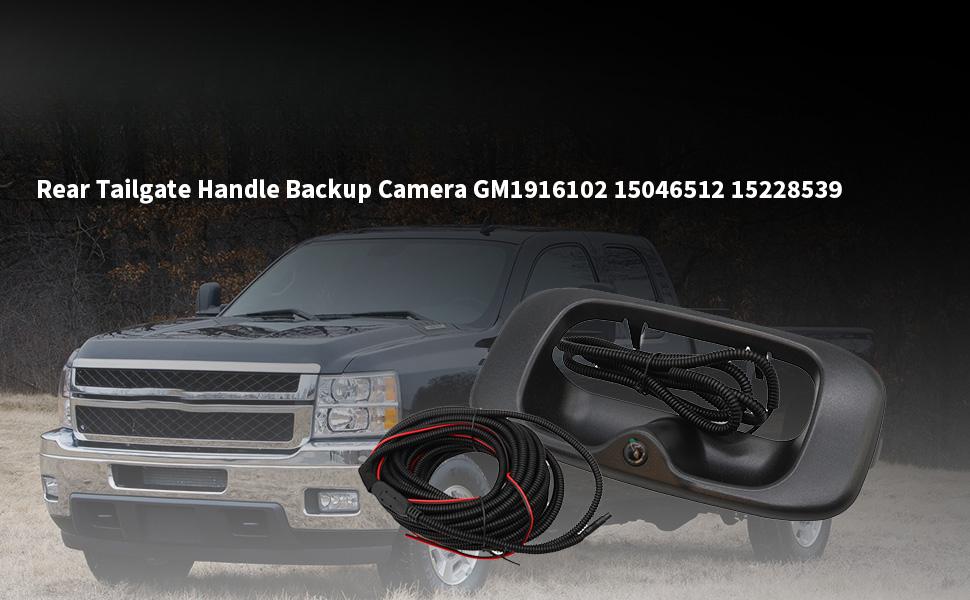 GM1916102 Tailgate Handle Backup Camera Compatible with 1999-2007 Silverado/Sierra 1500 2500 3500HD Pickups Reversing Rear View Park Assist Camera W/12V Power Cable 15046512 15228539