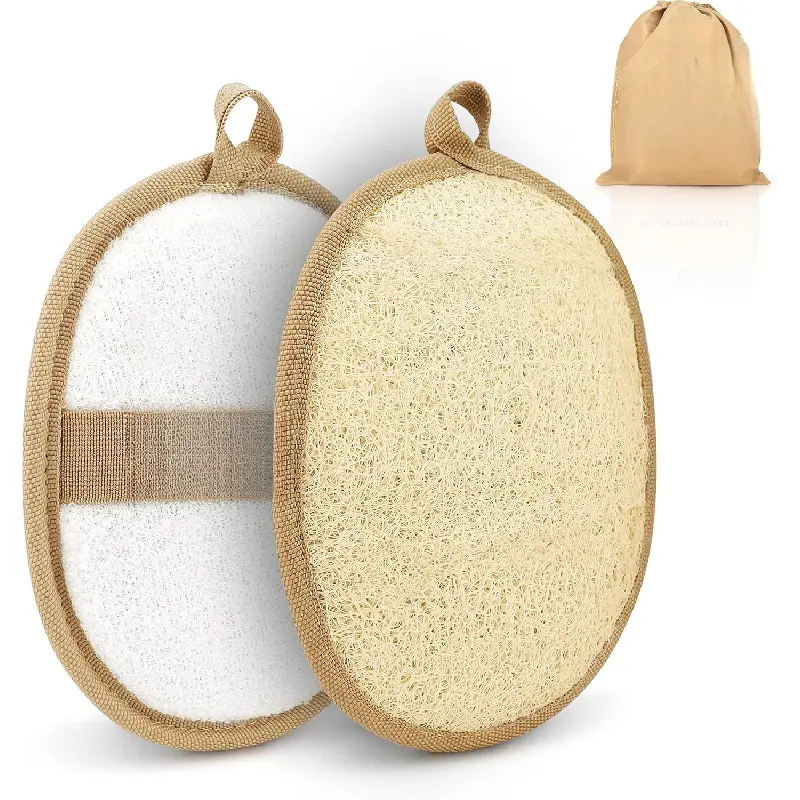 Natural Loofah Exfoliating Body Scrubber, Made with Natural Egyptian Shower Loofah Sponge, Bath Shower Loofah Sponge for Women and Men, for Face and Body That Gets You Clean - 2 Count (1 Pack)