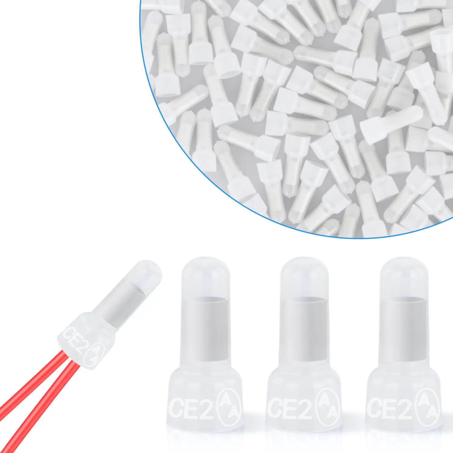 Nilight 300PCS CE2 Nylon Insulated Closed End Crimp Connectors, 16-14 Gauge Copper Wire Caps for Automotive, Marine Electrical Wiring (Copper Terminal Connectors & Terminals Included), Crimp Connectors & Terminals