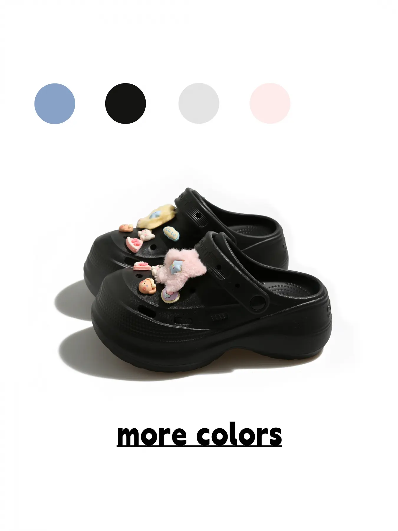 Women's Ice Mist Blue Korean-style Age-reducing Two-way Clogs with Fuzzy Star & Dessert Decor, Wear-resistant Anti-slip Chunky Slides Non Slip Slippers for Outdoor Casual & Beach Vacations