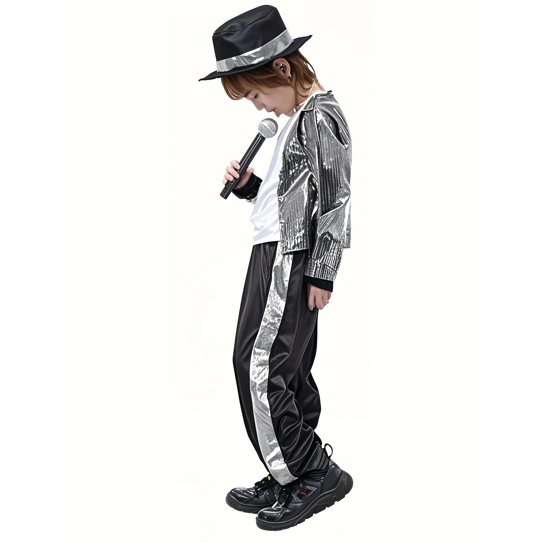 Boys' Star Motif Performance Costume Set - 4-12 Years, Carnival Dancer, Pop Rockstar, Vocalist Look, Halloween Fancy Party Dress Up