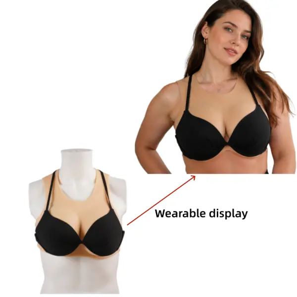 Women's Silicone Breast Forms Accessory - B-G Cup Hollow Back Breastplate, Soft Smooth Comfortable Breathable Bra Accessory for Crossdresser Drag Cosplay Costume Performances