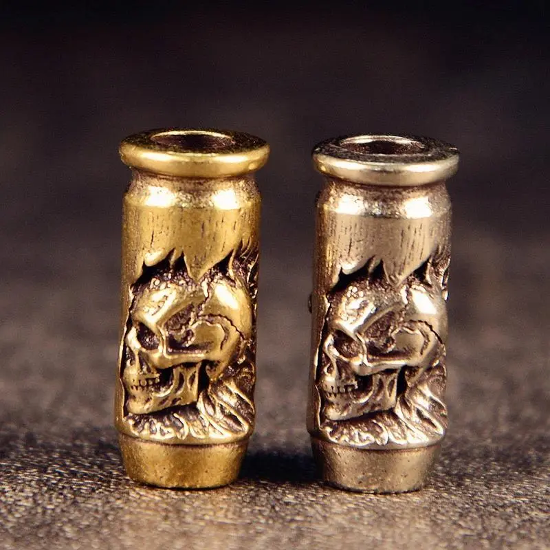 Gothic Skull Cross Bullet Drop Brass Knife Beads - Unisex EDC Gear Stress Relief Fidget Toy for DIY Enthusiasts, DIY Bracelets, Paracord Woven Accessories
