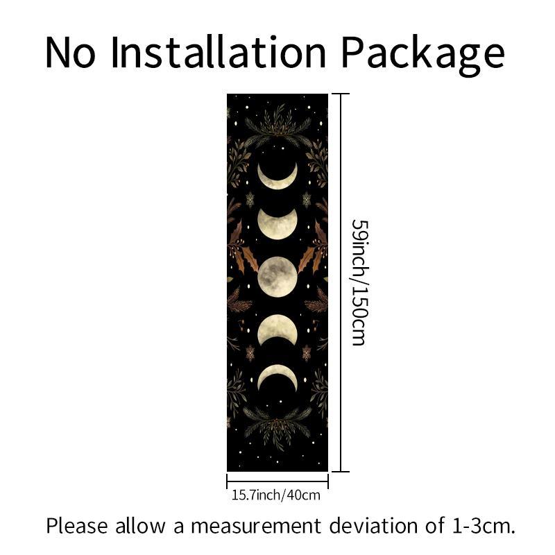 Moon & Plant Print Tapestry, 1 Count Boho Moon Phase Wall Hanging, Wall Decor For Home Bedroom & Living Room