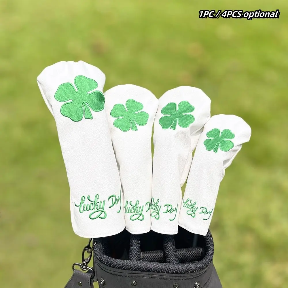 Four-leaf Clover Pattern Golf Club Head Cover, Durable & Waterproof Golf Club Head Cover, Golf Accessories for Men & Women Golf Putter, Golf Equipment, Golf Gear