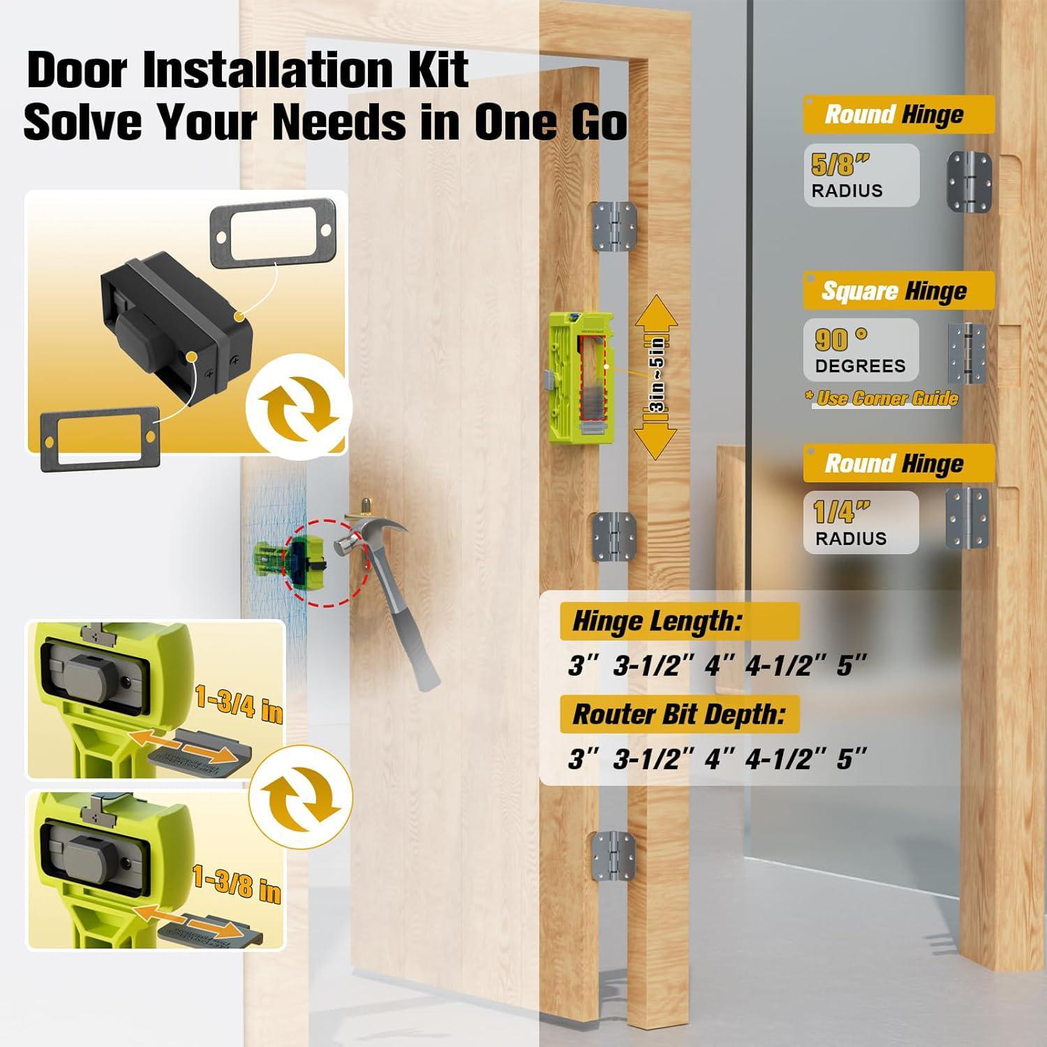 Door Hinge & Door Latch Installation Hardware Tool Kit, Hinge Mortise Template, Easy To Install & Use Chisel Sets, DIY Tools, Suitable for Woodworking Projects, Woodworking DIY