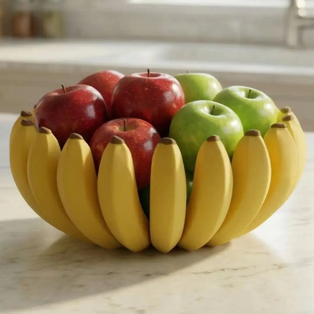 3D Printed Banana Theme Fruit Candy Tray, Modern Sweet Treat Holder for Kitchen Counter or Desk, Office Snack Decorative Plate, Plastic Dessert Plates, Household Fruit Plate