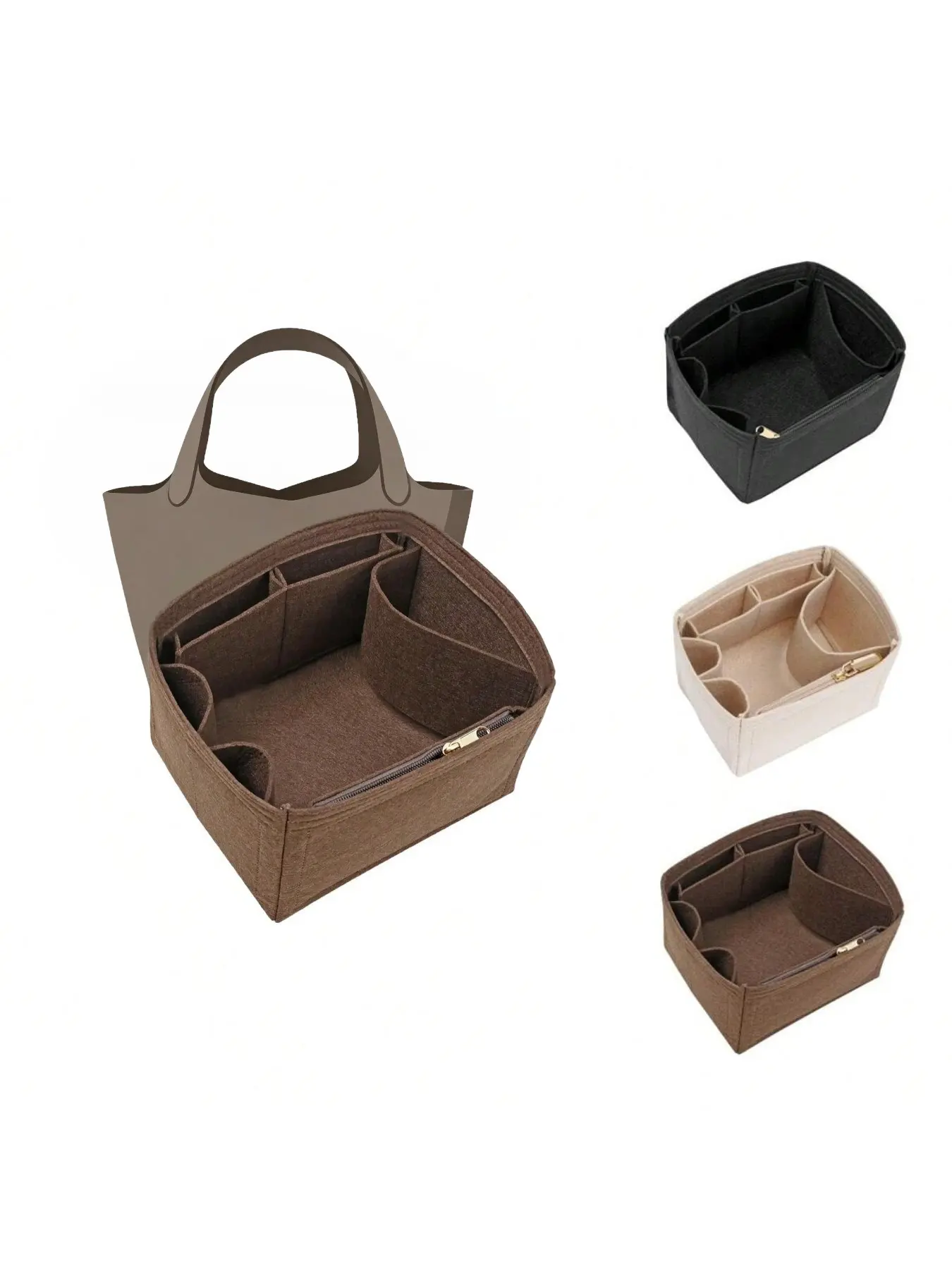 Felt Purse Organizer Inserts for Picotin 18/22 Handbag, Handbag organizer, Purse Organizer Pouches, storage inner bag with 7 pockets, Travel Bag Organizer, Felt Liner Bags, Organizing Pouch, Perfect for Tote, Longchamp, Hermès, Travel Accessories