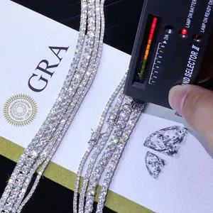 ESKEEM 925 Silver VVS Moissanite Tennis Bracelet 2/3/4/5 MM  Out Diamond Tennis Chain Pass GRA Diamond Test In Stock