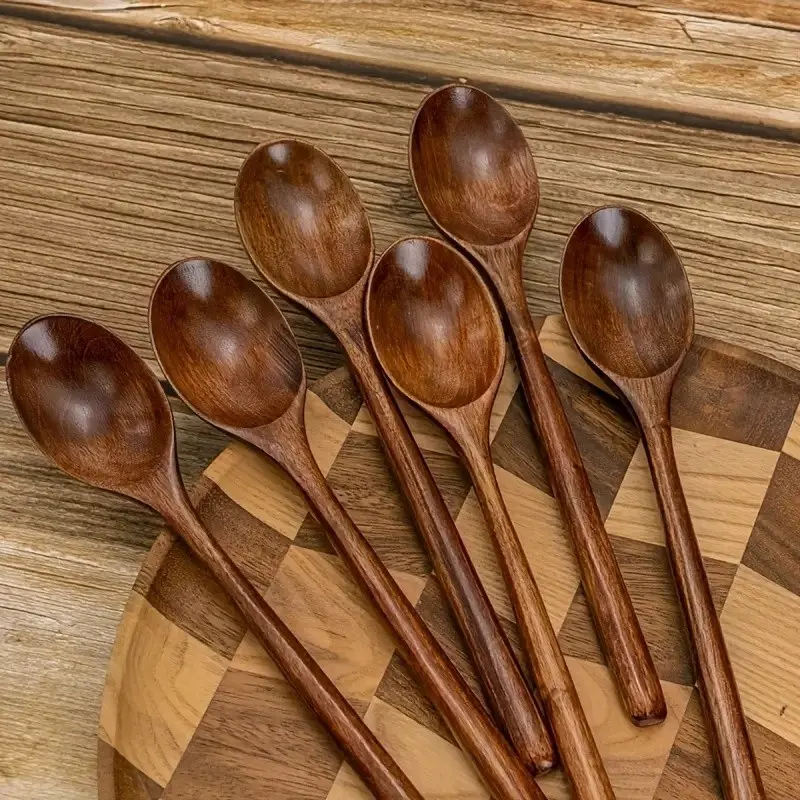 6pc Wooden Soup Spoons, Creative Appetizer Spoons, Yogurt Milk Spoons, Breakfast Oat Milk Stirring Spoons, Cute Bar Drink Party Wedding Valentine Gift, Spoon Set