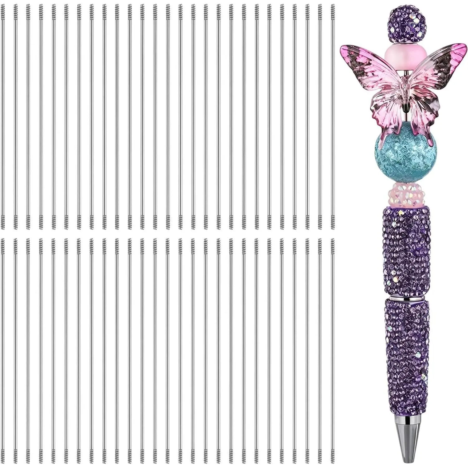 100 count Pen Extenders for Beadable Pens 4.6 In Stainless Steel Beadable Pen Extender Rods for DIY Bead Pens Repair Craft