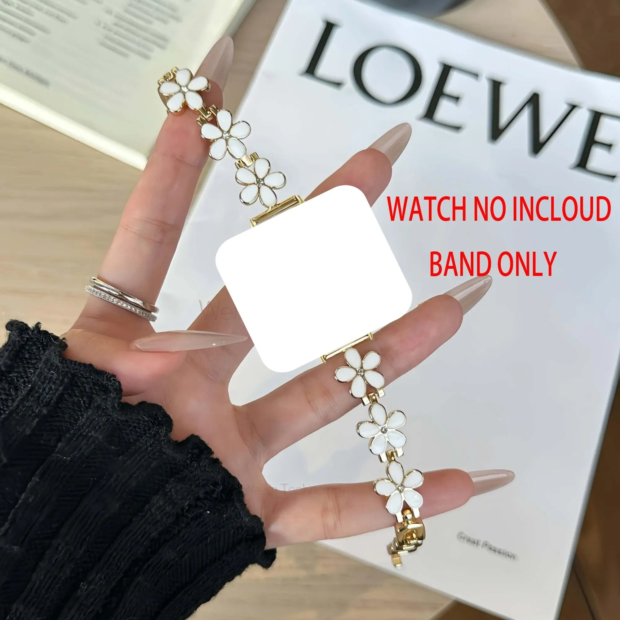 Fashion metal strap compatible with Samsung 8th generation Galaxy Watch 8 40mm/44mm/8 Classic 46mm petal strap, women's exclusive luxury metal strap colorful petal strap Smartwatch strap Smart Watch Straps Wearable Accessory