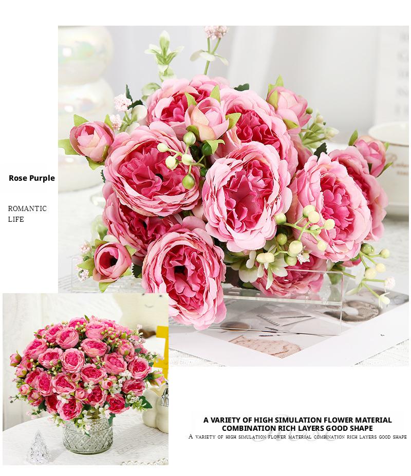 Elegant and noble artificial peony flowers for weddings, home decoration, and photography at weddings, holidays, parties, and events.Artificial flowers.Artisan-Crafted Real-Touch Silk Peony Table Centerpiece Bouquet - ~12" x 9"