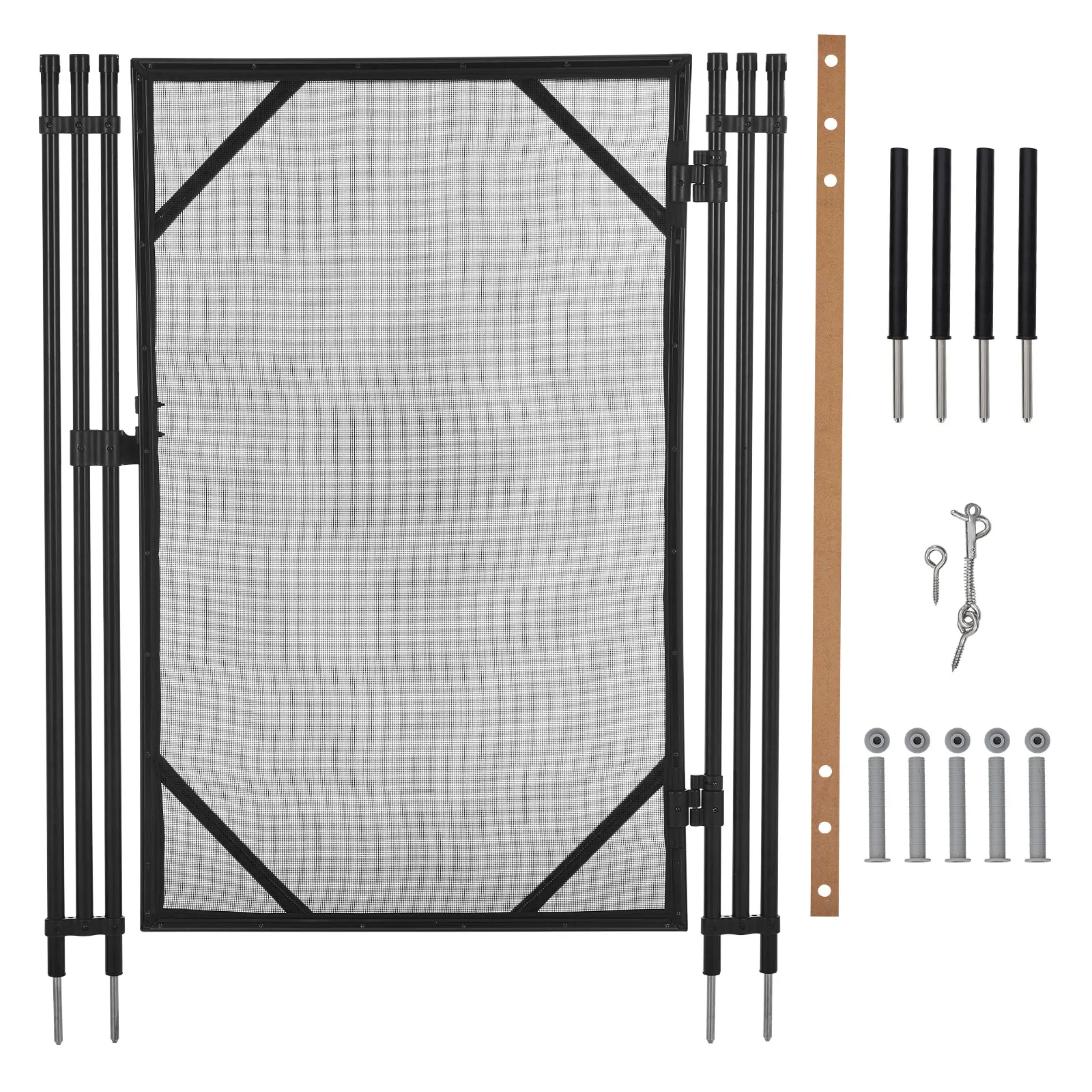 4ft x 108ft Inground Pool Safety Fence Kit, Outdoor Transparent Mesh Fence Set with Self-Closing Gate, Removable 360° Safety Barrier & Composite Poles for Kids & Pets