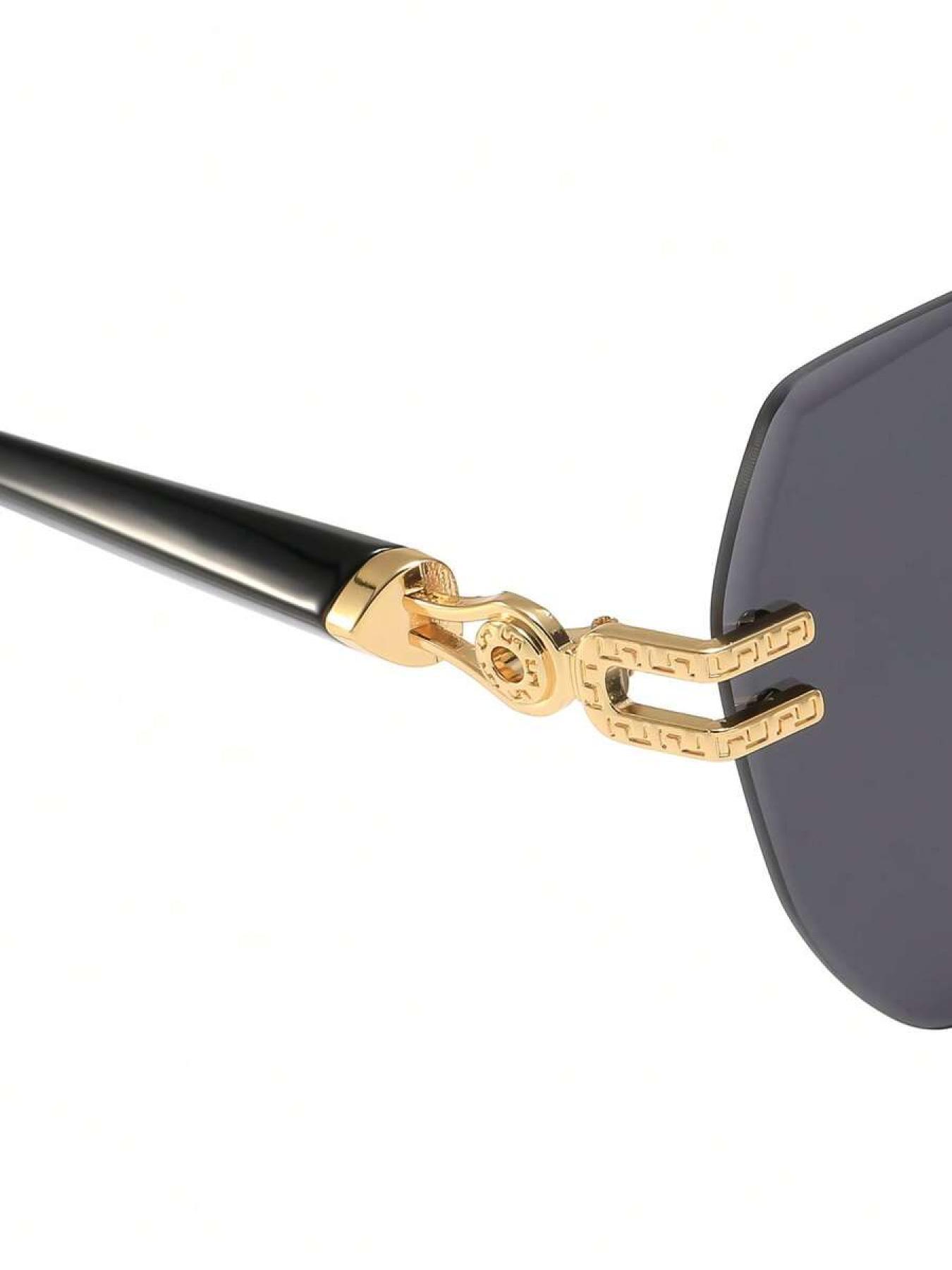 Elegant Lightweight Rimless Sunglasses, Trendy Casual Geometric Frame Sunglasses for Women, Fashion Accessories for Everyday Use and Outdoor Activities