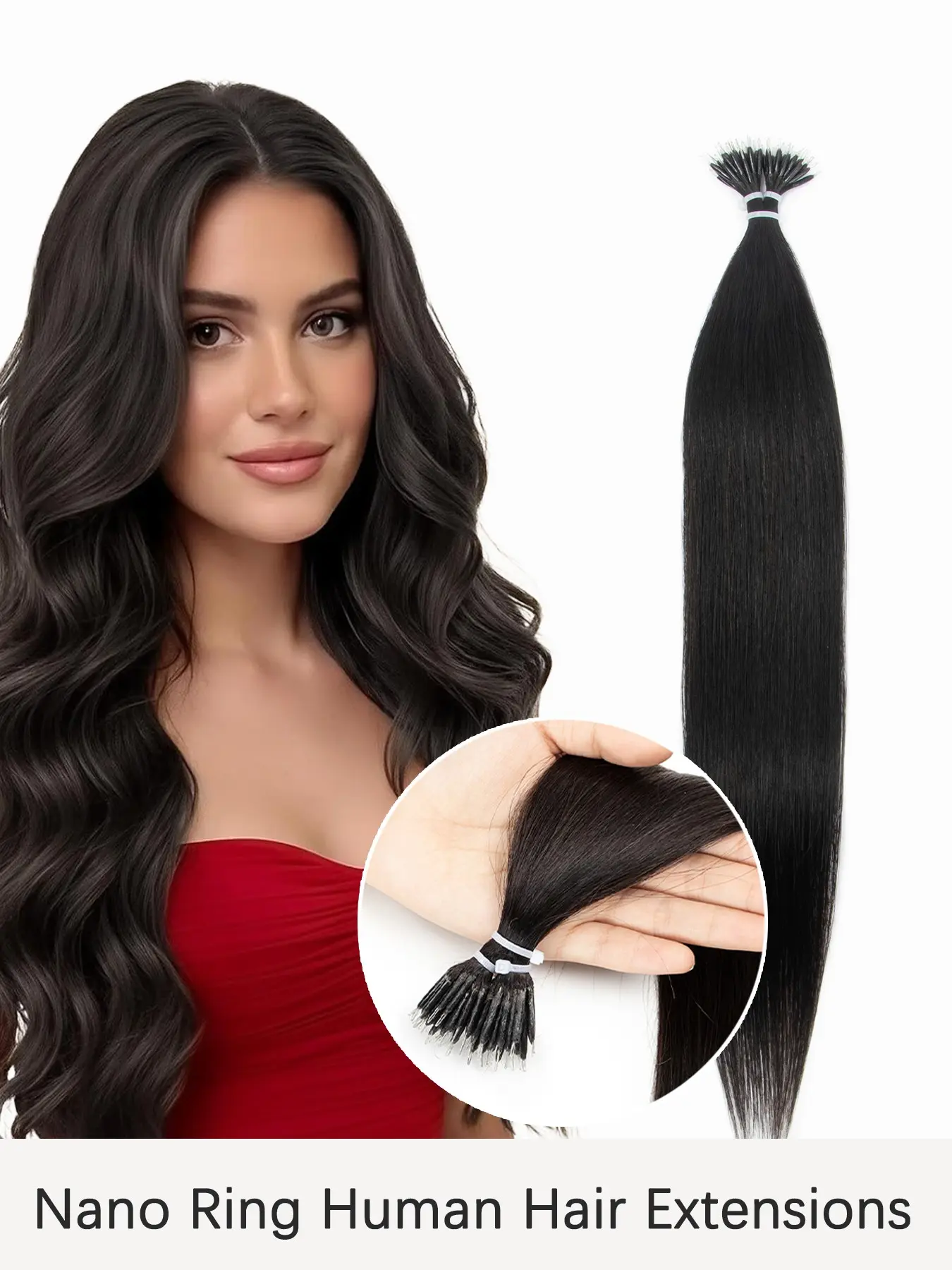 Nano Rings Beads Loop Nano Hair Extensions 12-22inch Human Hair Extension Pre-bonded Micro Nano Rings Beads Loop Nano Hair Extensions Cold Fusion Nano Ring Extensions Nano Tip Extensions 50 strands Human Hair Extensions for Women - Seamless, Invisible & N