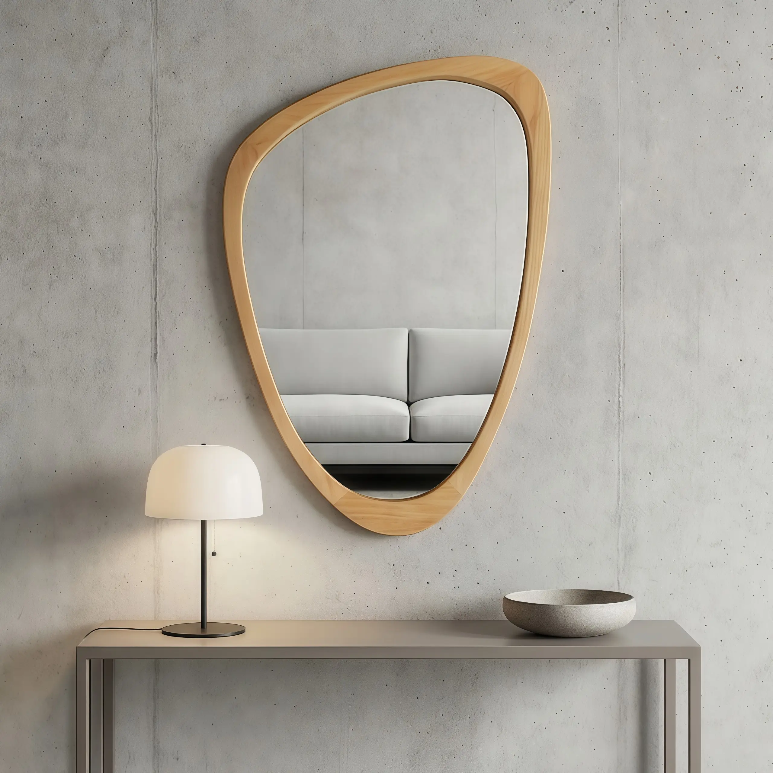 Nokaa 20x30 Inch Oak Solid Wood Irregular Wall Mirror, Art Deco French Country Decorative Hanging Mirror with Tempered Glass, Distortion-Free Vanity Mirror for Bathroom Bedroom Living Room Entryway, 1.18" Depth, Easy Install D-Ring Hangers
