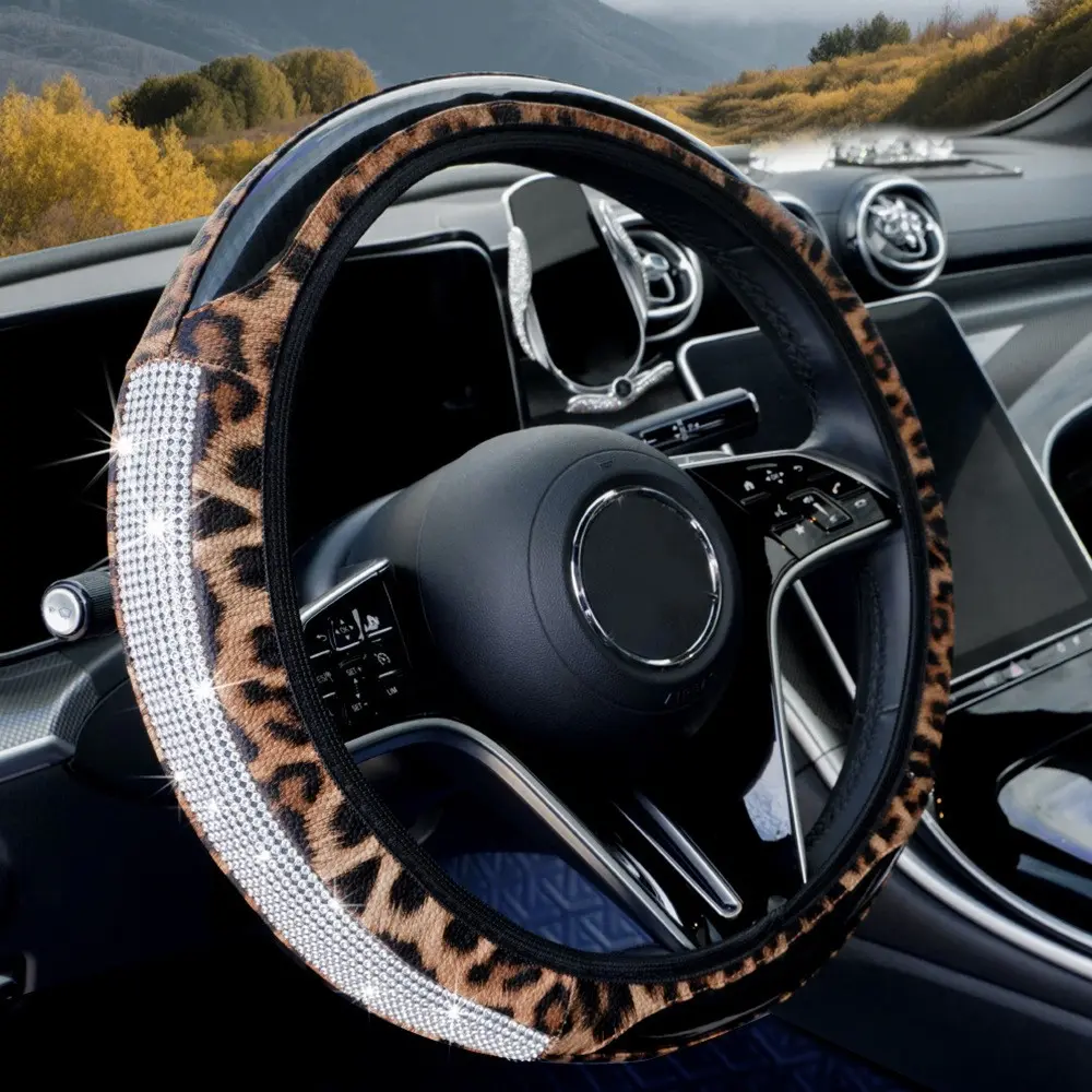 Blingbling Car Steering Wheel Cover, Rhinestone Design, Women's Car Interior Accessory, Steering Wheel Decor, Fits 36-38cm Steering Wheels, 1 Piece