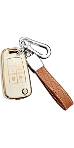 for Chevy Key Fob Cover with Keychain, Premium TPU Full Protection Key Fob Case for Chevrolet Equinox Camaro Cruze Malibu Sonic Buick Terrain (5 Buttons Pink)