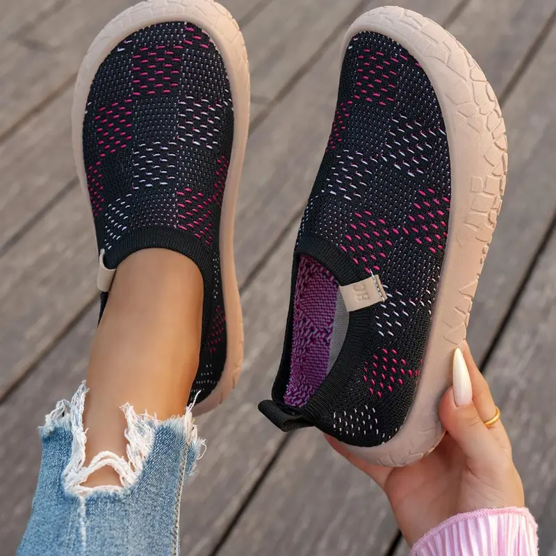 Women's 2026 New Casual Flat Footwear Sneakers, Lightweight Breathable Round Toe, Medium Width, Rubber Sole, All Seasons, Comfortable Slip-On No Tie Shoes, Casual Fashion Shoes, Casual Lifestyle Footwear