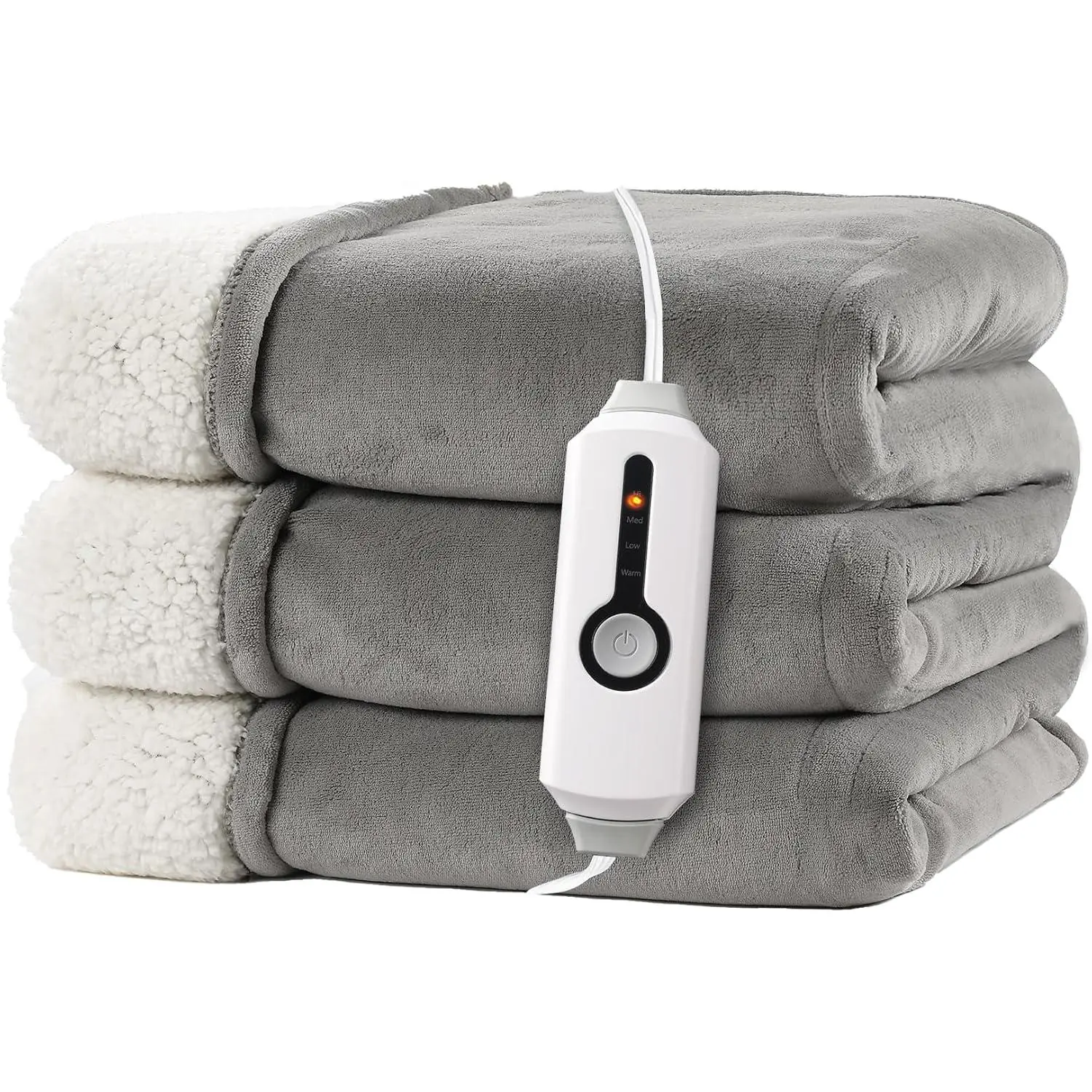Electric Heated Blanket Full Size 72"x84" – Light Gray| ETL for Safe Overnight, 4 Heat & 10H Auto Off, Dual-Sided Microplush for Home Night, Machine washable