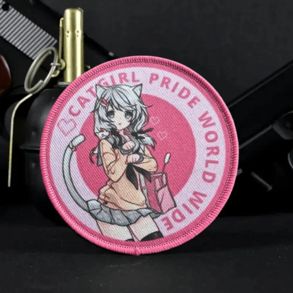 Anime Cat Girls Tactical Patch JDM Gun Girl Printed Hook&Loop Patches Military Morale Badge Armband Backpack Vest Stickers Patch Design