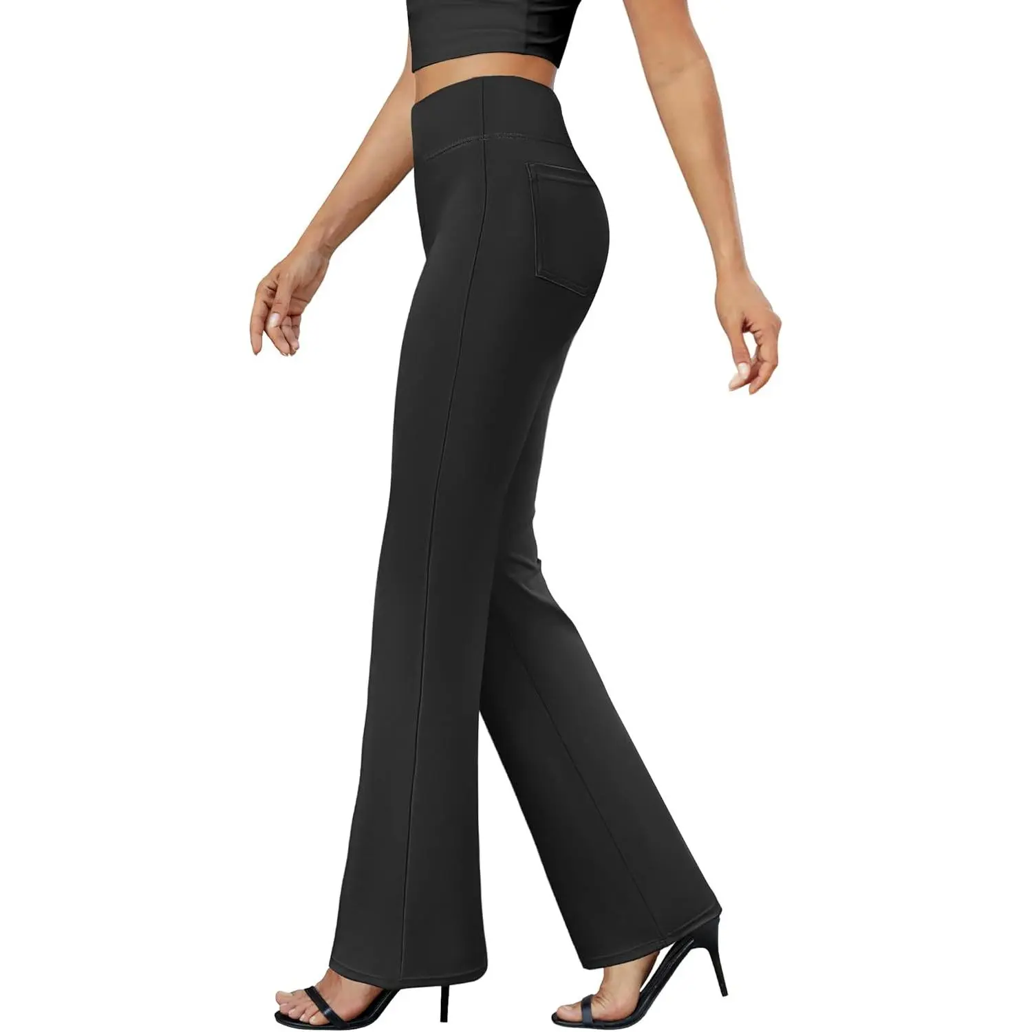 Womens Bootcut Dress Pants Business Casual Work Pants with Pockets |   Comfortable Stretch Fabric, High Waist, Pull On, Faux Fly, Flattering Fit, Office Slacks, Versatility, Casual, Travel
