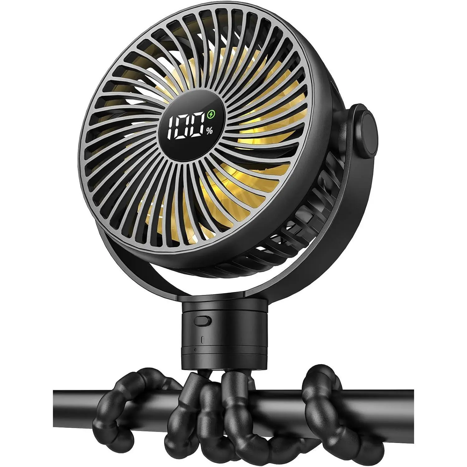 Portable Stroller Fan, 4000mAh Rechargeable Clip on Baby Fan 25H Battery Life, Head Detachable 360° Rotate Mini Fans, 4 Speed Personal Fans for Car Seat Crib Bike Treadmill, Black