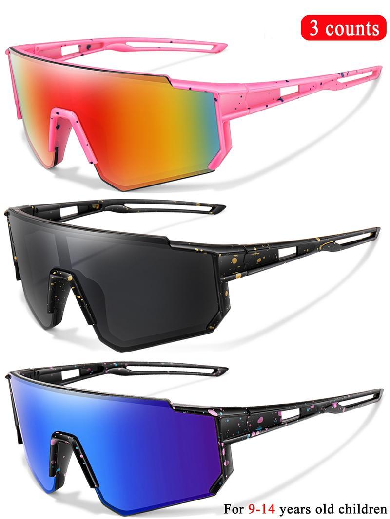 3 Pairs Youth Sunglasses with UV Protection for Wholesale Goggles Retail age 9-14 Years Old Boy Girls Baseball Cycling Running ski