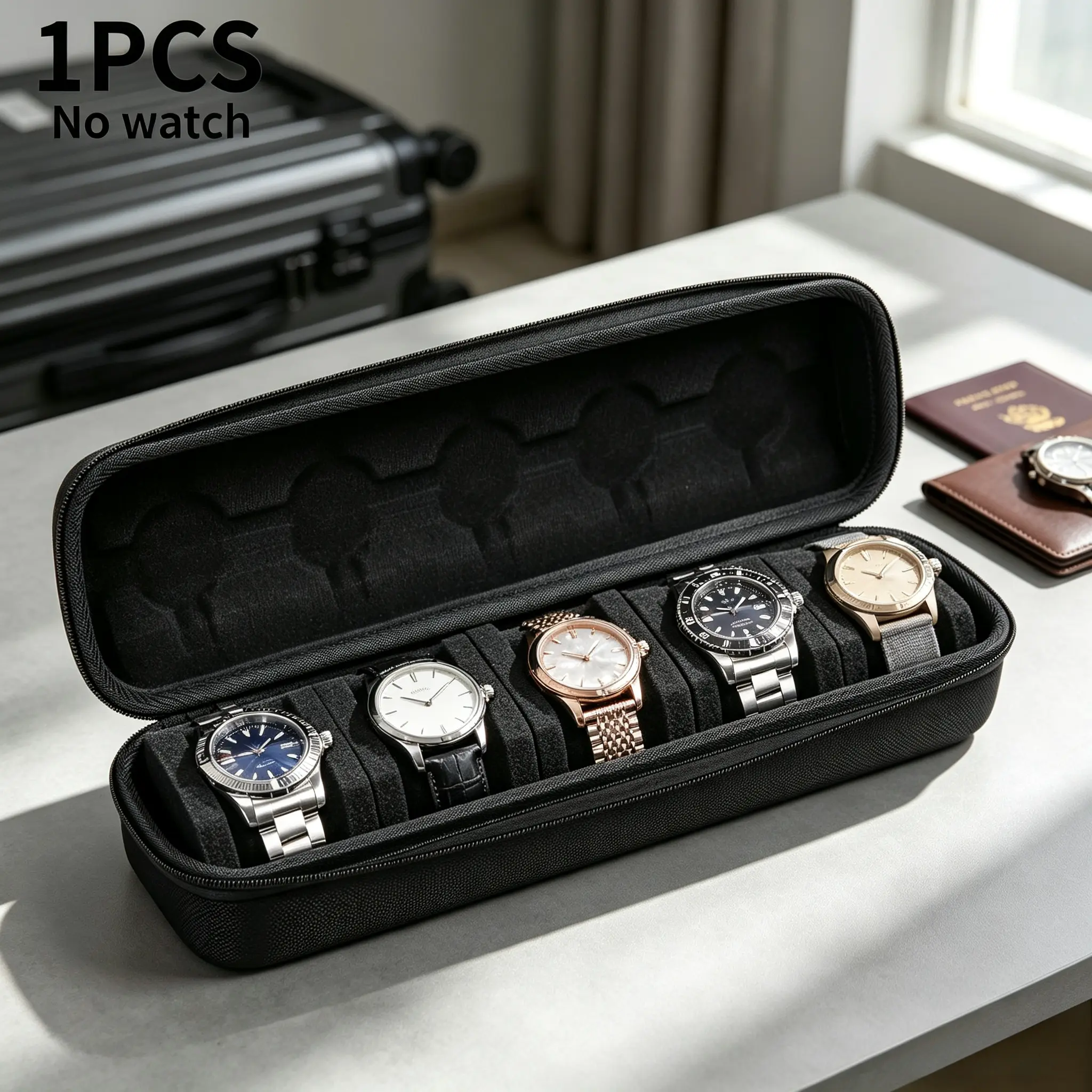 5 independent compartments: one meter per compartment, separated to prevent friction, suitable for steel strips, belts, large dial smart/mechanical watches