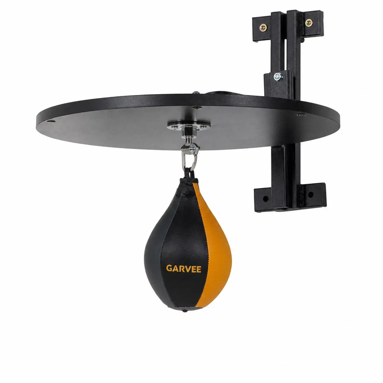 **Wall-Mounted Speed Bag Platform Kit, Height-Adjustable Boxing Speed Bag Stand with 360-Degree Swivel, Heavy-Duty Mounting Bracket, Punching Bag and Air Pump for Reflex, Cardio, MMA Training and Home Gym Workout, Black and Orange**