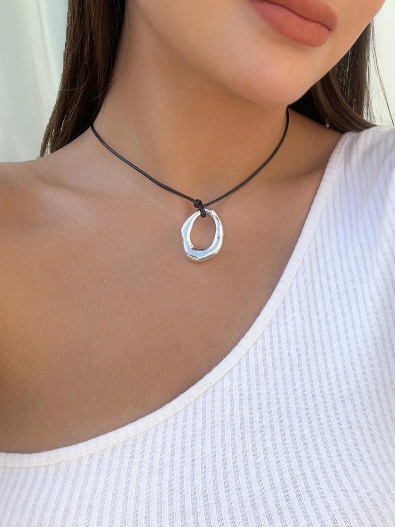 Simple Plain Geometry Design Pendant Necklace, Fashion Jewelry for Party, Daily Streetwear Clothing Decor, Trendy All-match & Exquisite Jewelry for Birthday Gift Simple Plain Geometry Design Pendant Necklace, Fashion Jewelry for Party, Daily Streetwear Clothing Decor, Trendy All-match & Exquisite Jewelry for Birthday Gift